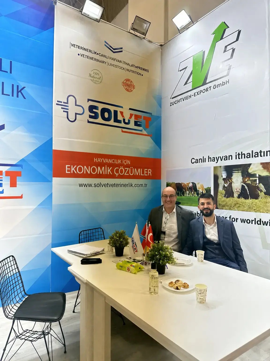 Fersan Livestock and ZVE GmbH executives at their joint trade-fair stand